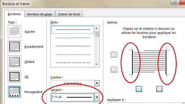 Appliquer une bordure personnalisée à un paragraphe Word