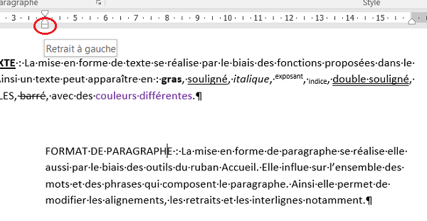 Décalage lignes paragraphe Word avec retrait gauche