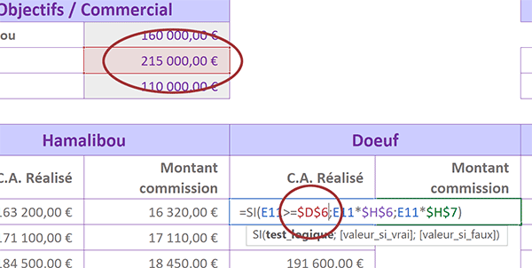 Modifier une formule conditionnelle copiée directement dans sa cellule