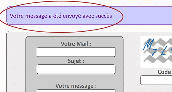 Message de confirmation PHP du courrier électronique envoyé avec succès au destinataire