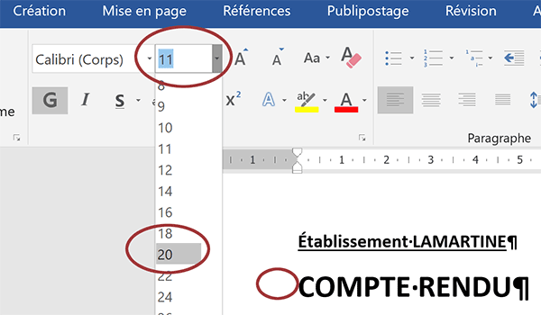 Formater la police pour un titre de document Word