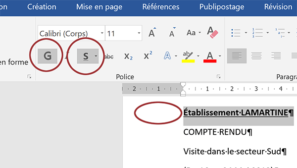 Mise en valeur de textes Word par les raccourcis clavier