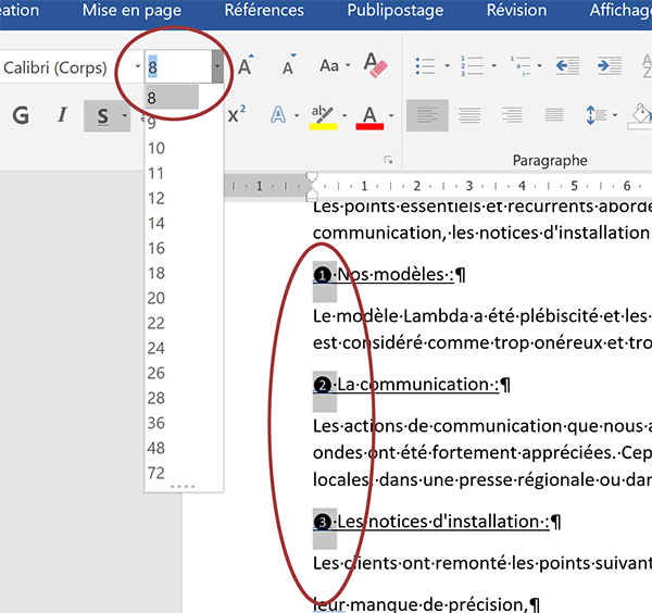 Formater la taille de police des symboles et caractères spéciaux dans un document Word