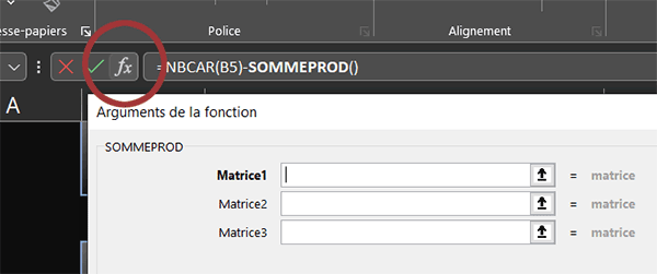 Assistant fonction SommeProd Excel