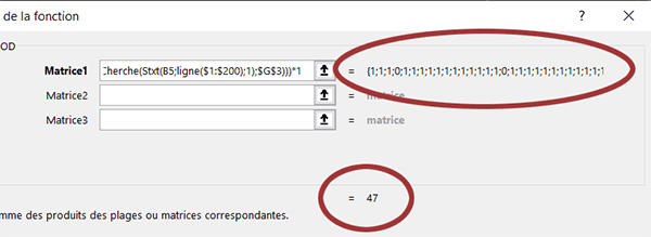 Convertir la matrice de booléens en chiffres dans la formule Excel