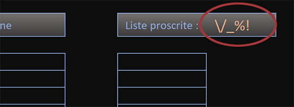 Liste des caractères interdits à compter dans les cellules Excel