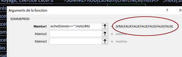 Repérer les positions de recherche des mots clés dans le tableau Excel avec la fonction SommeProd