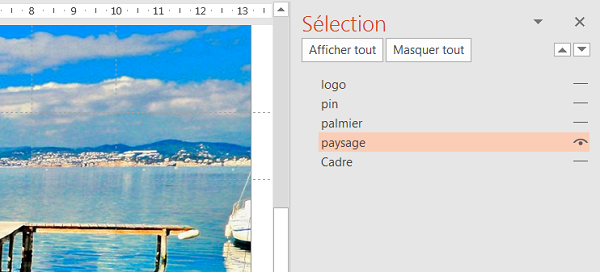 Nommer images et objets dessin dans volet sélection Powerpoint