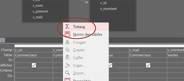 Opérations de synthèse et de regroupement dans les requêtes Access