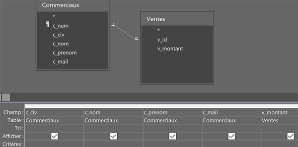 Ajouter les champs de deux tables liées sur la grille de requête Access