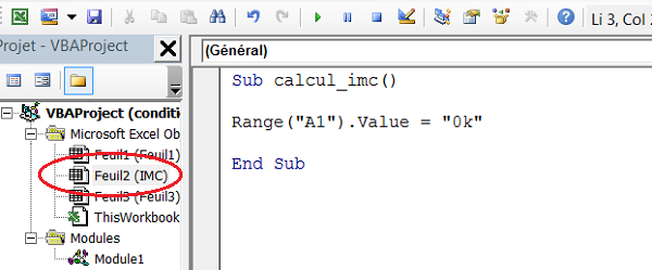 Code CVA attaché à une feuille Excel