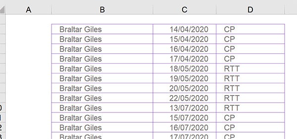 Extraire les dates des congés des salariés par calcul Excel pour calendrier annuel perpétuel Excel