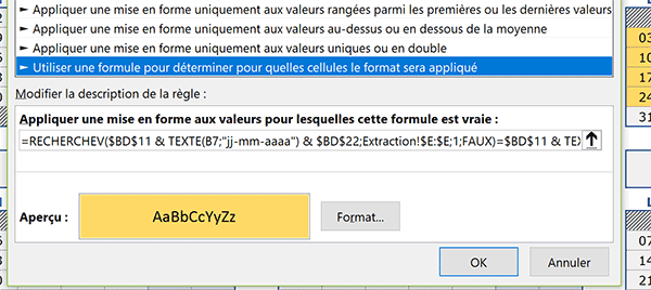 Repérer dynamiquement les congés des salariés dans calendrier annuel Excel