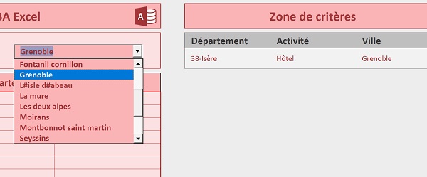 Critères recoupés en cascade par choix dans les listes déroulantes Excel liées