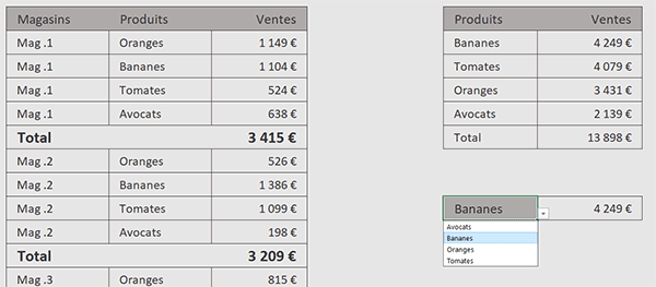 Consolider les données Excel avec critère