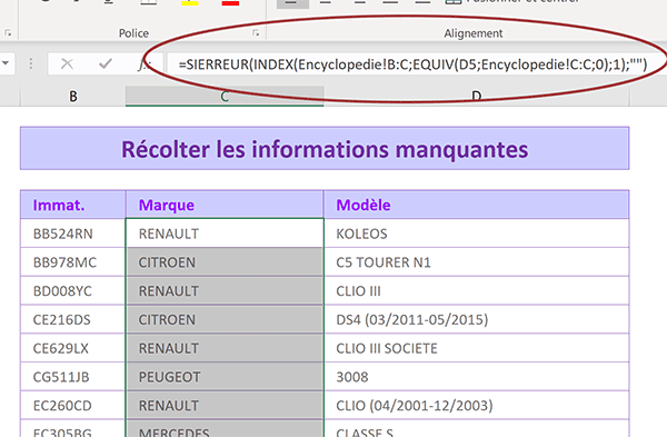 Importer les données manquantes pour consolider le tableau Excel par les fonctions de recherche