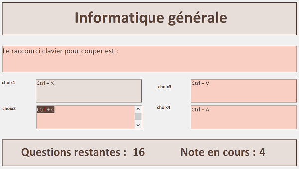 Application évaluation des candidats, QCM en VBA Access