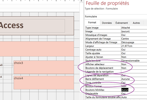 Verrouiller formulaire Access avec sa feuille de propriétés