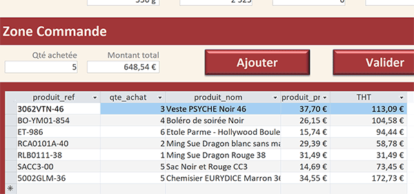 Consolider le total de la commande du client sur le formulaire Access grâce à la fonction RechDom