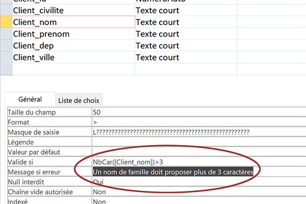 Message alerte à déclencher si erreur de saisie sur règle de validité Access