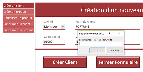 Echec de création de nouveau client depuis un formulaire imbriqué dans une navigation par onglets