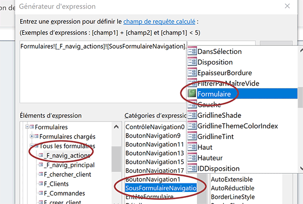 Expression de requête Access pour atteindre les contrôles du sous formulaire dans une navigation par onglets