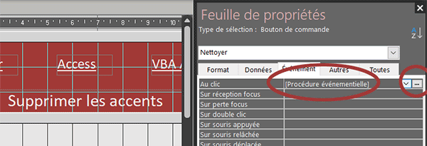 Créer un événement au clic sur un bouton du formulaire Access
