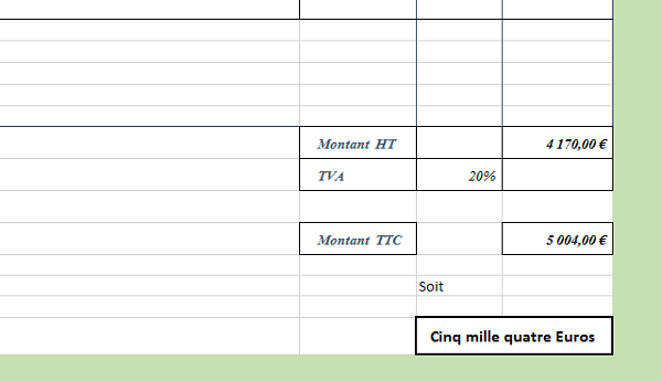 Convertir les montants TTC de factures en toutes lettres, conversion texte VBA Excel