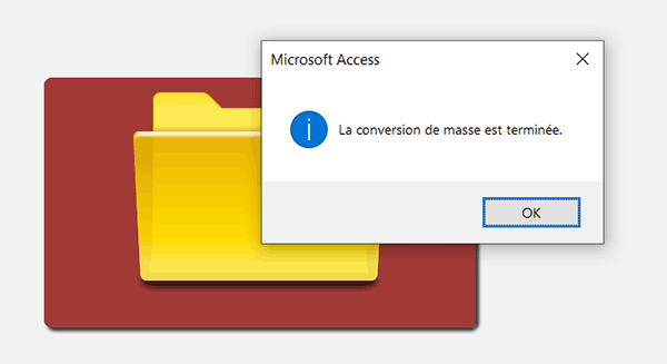 Conversions VBA Access de fichiers Excel en fichiers CSV terminée