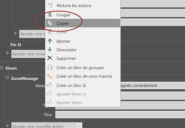Copier des actions de macro Access