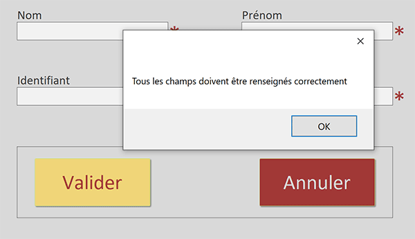 Inscription refusée sur le formulaire Access par le code VBA