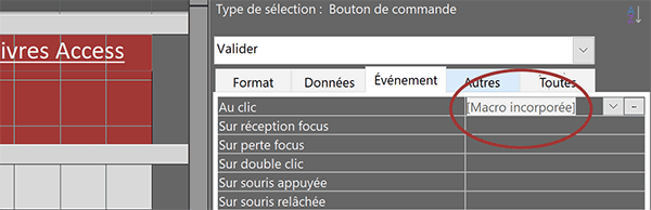Macro Access incorporée associée au clic sur un bouton de formulaire