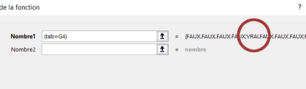 Matrice Excel de booléens pour repérer position