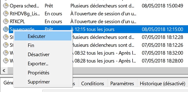 Tâche plannifiée Windows pour sauvegardes automatisées du système