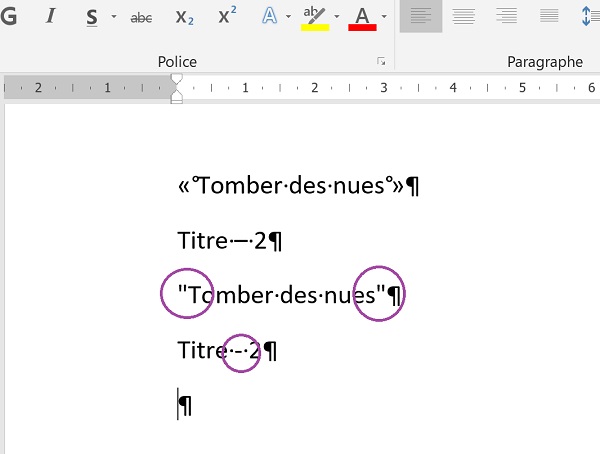 Empêcher Word de transformer et corriger automatiquement les symboles pendant la saisie