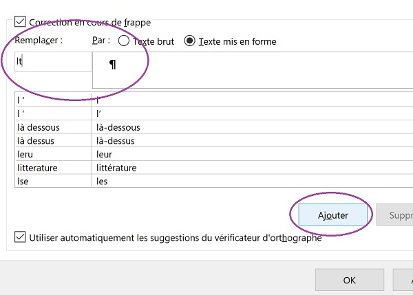 Créer une correction automatique pour insérer automatiquement une icône dans Word lors de la saisie de lettres spéciales