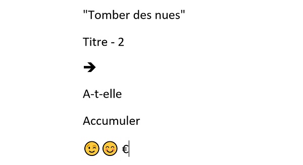 Emoticones et symboles graphiques transformés automatiquement dans Word lors de la saisie de séquences de caractères et lettres spécifiques