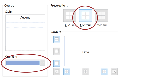 Couleurs automatiques de fond et de bordures sur un tableau Excel