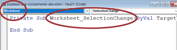 Procédure VBA au changement de sélection de la feuille Excel