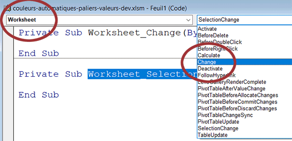 Procédure VBA Excel pour déclencher des actions aux changements de valeurs dans les cellules de la feuille