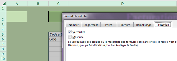 Protection des cellules à verrouiller et masquer dans Excel