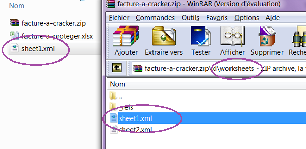 Fichier XML de la feuille Excel avec informations sécurisées