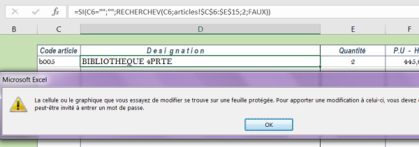 Modifications interdites par la sécurité Excel