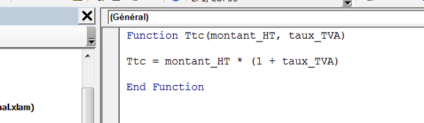 Fonction VBA Excel pour calcul TTC selon TVA