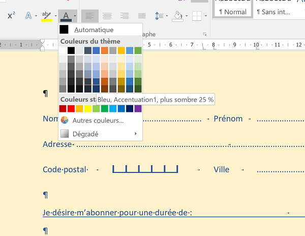 Couleur de fond document Word, modifier aspect arrière-plan