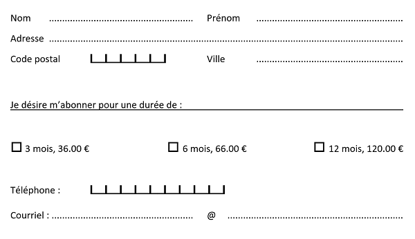 Formulaire inscription et réponse Word avec cases à cocher, zones saisie et cryptogrammes codes CB