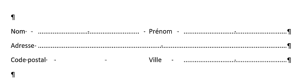 Points de suite guide du bulletin de participation Word pour réponses manuscrites destinataire