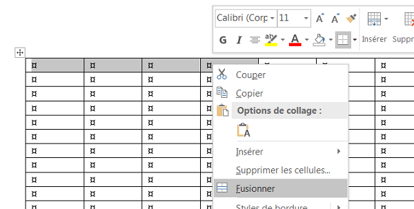 Regrouper et fusionner cellules tableau Word