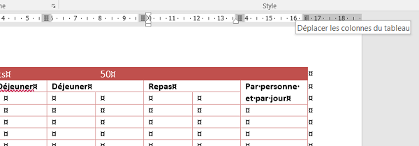 Elargir colonne de tableau Word avec la règle