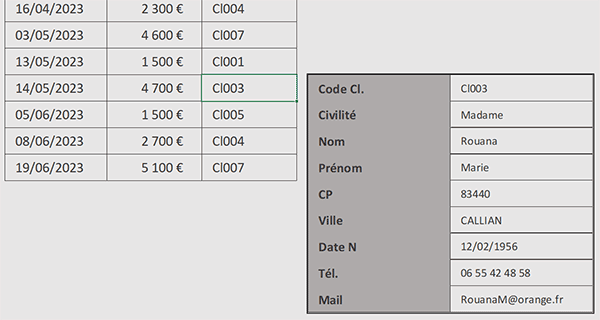 Créer des fiches clients aux clics de la souris en VBA Excel